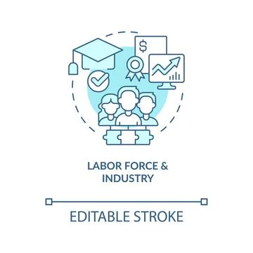 Labor force and industry turquoise concept icon Stock Illustration