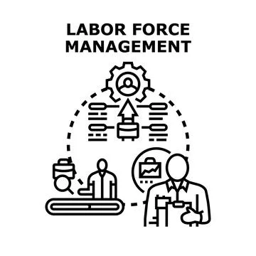 Labor force management concept managing human resources Ilustração Stock