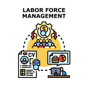 Labor force management strategy with hr recruitment and analytics Ilustração Stock