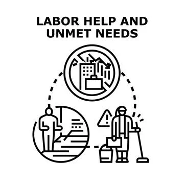 Labor help and unmet needs business concept Stock Illustration