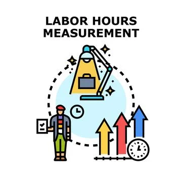Labor hours measurement analysis progress concept Stock Illustration