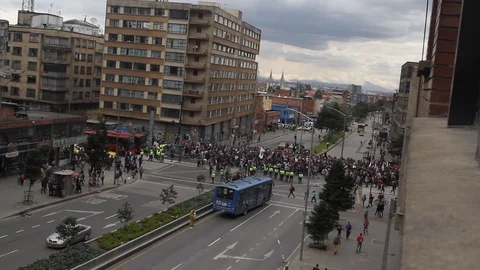 Labor, Human Rights, March Demonstration April 25, 2018 Bogota Colombia Stock Footage 89547111