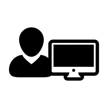 Labor icon vector male person user with computer monitor screen avatar Stock Illustration