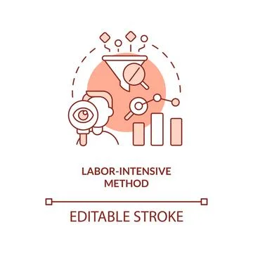 Labor intensive method orange concept icon Stock Illustration