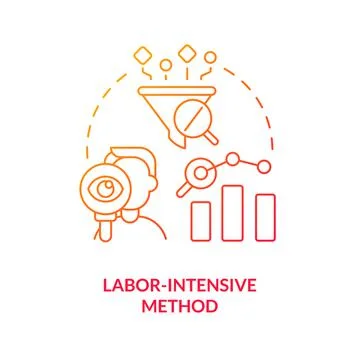 Labor intensive method red gradient concept icon Stock Illustration