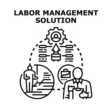 Labor management solution optimizing business workflow planning Illustration