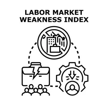 Labor market weakness index indicating unemployment and economic decline Stock Illustration