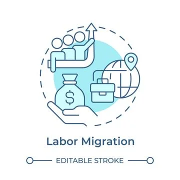 Labor migration soft blue concept icon Illustrazione stock