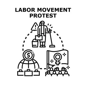 Labor movement concept with worker striking for rights Stock Illustration