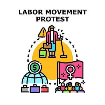 Labor movement concept with worker striking for rights Stock Illustration