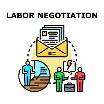 Labor negotiation process agreement reaching partnership concept Stock Illustration