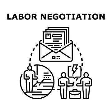 Labor negotiation process agreement reaching partnership concept Stock Illustration