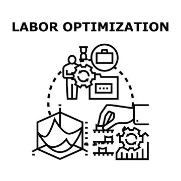 Labor optimization improving business process efficiency concept Stock Illustration