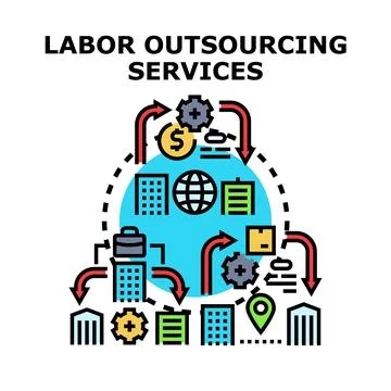 Labor outsourcing services concept vector icon Stock Illustration