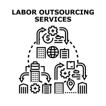 Labor outsourcing services concept vector icon Stock Illustration