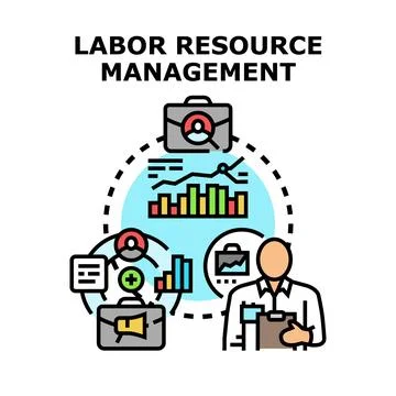 Labor resource management optimizing business efficiency planning Stock Illustration