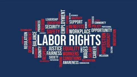 Labor Rights Word Cloud Concept Vector Typography Stock Illustration