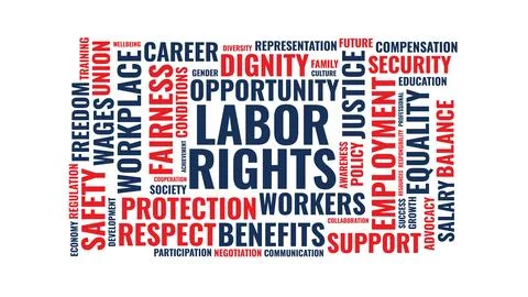 Labor Rights Word Cloud Vector Typography Design Stock Illustration
