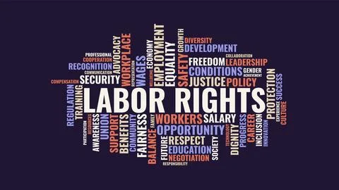 Labor Rights Word Cloud Vector Typography Concept 库存插图
