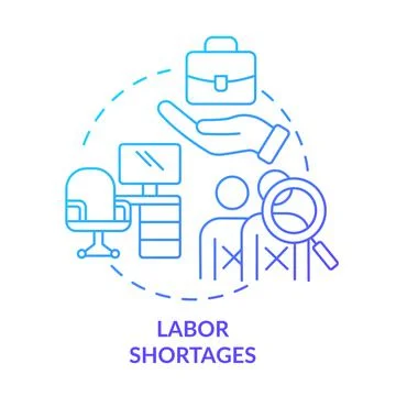 Labor shortages blue gradient concept icon Stockillustratie