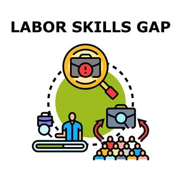Labor skills gap business problem concept Stock Illustration