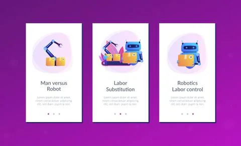 Labor substitution app interface template. Stock Illustration