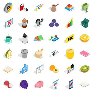 Labor task icons set, isometric style Illustrazione stock