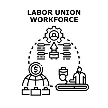 Labor union workforce global job career development Illustrazione stock
