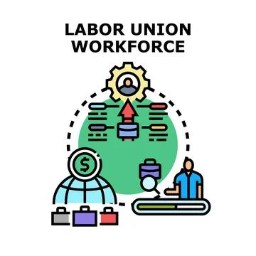 Labor union workforce global job career development Stock Illustration