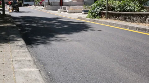 Labor Use Small Machine Paint Line On Road Stock Footage 65815194