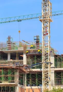 Labor working in construction site Stock Photos