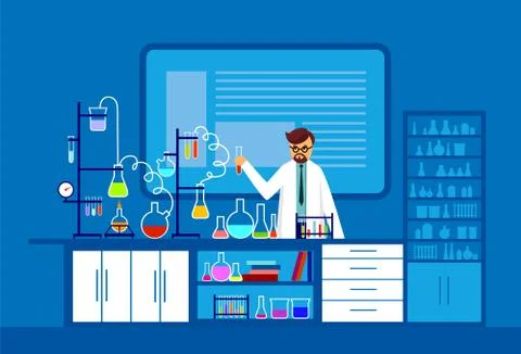 Laborant scientist working at science lab Illustrazione stock