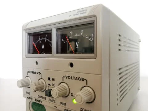 Laboratory adjustable voltage DC power supply for electronics engineering wor Stock Photos
