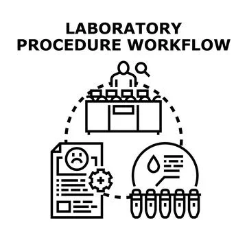 Laboratory analyst processing medical samples in a scientific workflow, condu Stock Illustration