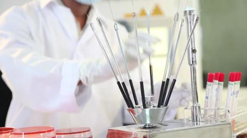 Laboratory for analyzing bacteria and viruses Stock Footage 145853757