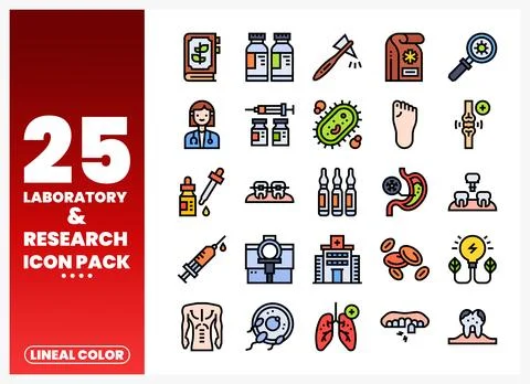Laboratory and research icon pack featuring medical and scientific illustra.. Stock Illustration