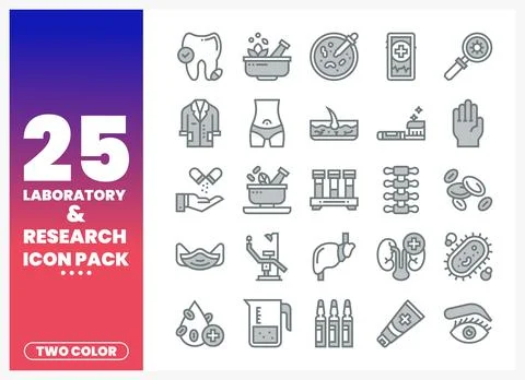 Laboratory and research icon pack with medical and scientific elements イラスト素材