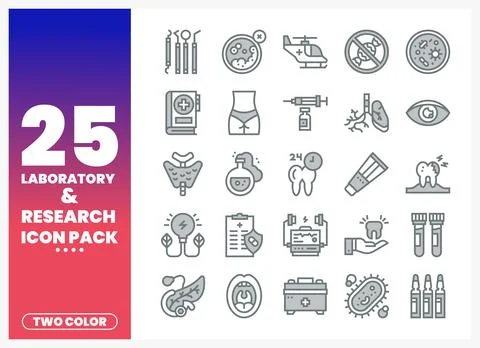 Laboratory and research icon set collection with medical. science. and heal.. Stock Illustration
