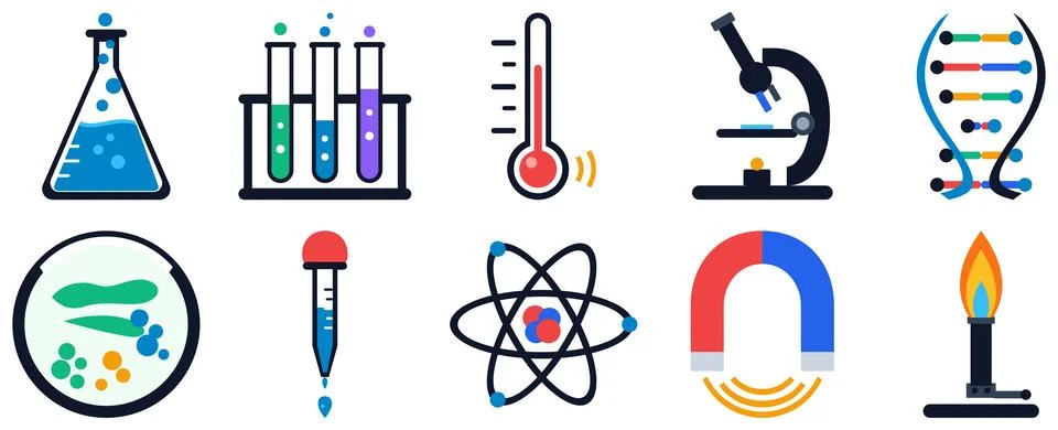 Laboratory And Science Element Flat Vector Design Commercial Visual Graphic 库存插图