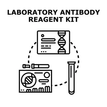 Laboratory antibody reagent kit testing dna samples Stock Illustration
