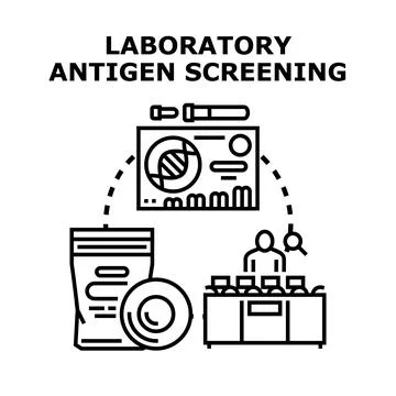 Laboratory antigen screening analyzing samples for medical diagnosis Stock Illustration