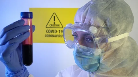 Laboratory assistant, Blood tube, COVID19 Stock Footage