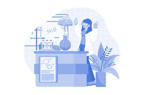Laboratory Assistant Doing Chemical Tests Stock Illustration