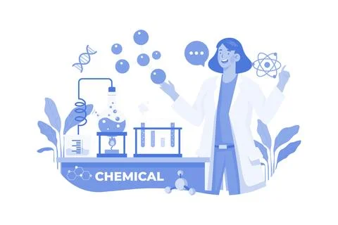 Laboratory Assistant Doing Chemical Tests Stock Illustration