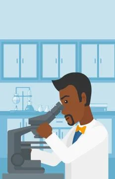 Laboratory assistant with microscope Illustrazione stock