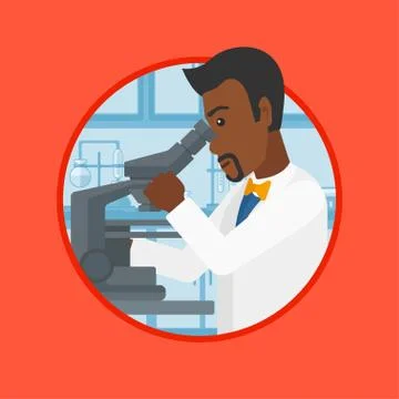 Laboratory assistant with microscope 스톡 일러스트
