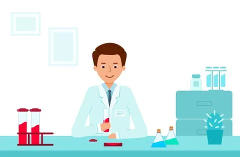 Laboratory assistant performs a blood test for the presence of the virus Stock Illustration