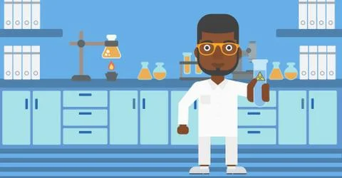 Laboratory assistant with test tube Illustrazione stock