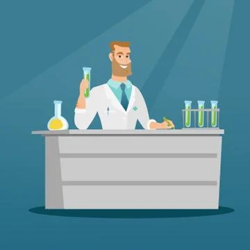 Laboratory assistant at work vector illustration Illustrazione stock