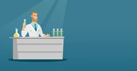 Laboratory assistant at work vector illustration. Illustrazione stock